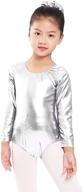 👗 aoylisey girls long sleeve leotard: stylish and shiny metallic gymnastics bodysuit for kids dance wear (2-12 years) логотип