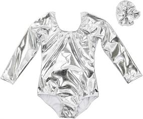 img 1 attached to 👗 Aoylisey Girls Long Sleeve Leotard: Stylish and Shiny Metallic Gymnastics Bodysuit for Kids Dance Wear (2-12 Years)