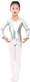 img 3 attached to 👗 Aoylisey Girls Long Sleeve Leotard: Stylish and Shiny Metallic Gymnastics Bodysuit for Kids Dance Wear (2-12 Years)