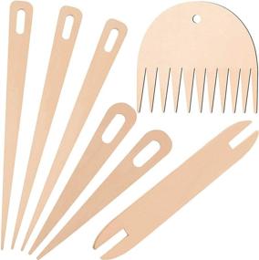 img 4 attached to 7-Piece Wood Hand Loom Stick Set for Tapestry Knitting: Big Eye Needle Tools, Includes 5 Wood Weaving Crochet Needles with Wooden Shuttles, Weaving Stick, and Wood Weaving Comb - DIY Handcraft Supplies