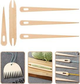 img 2 attached to 7-Piece Wood Hand Loom Stick Set for Tapestry Knitting: Big Eye Needle Tools, Includes 5 Wood Weaving Crochet Needles with Wooden Shuttles, Weaving Stick, and Wood Weaving Comb - DIY Handcraft Supplies