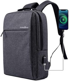 img 4 attached to 🎒 Durable 15.6 Inch Laptop Backpack with USB Charging Port - Ideal for Business Travel & College, Grey