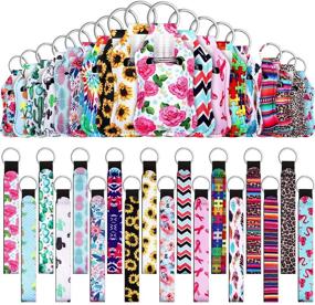 img 4 attached to ✈️ Convenient and Compact: 54-Piece Empty Travel Bottles Set with Keychain Holders - Refillable Containers, Flip Caps, Reusable Holders, and Stylish Wristlet Keychains (Assorted Patterns)