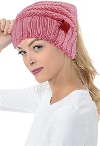 img 1 attached to 🧣 Warm Cable Knit Ponytail Beanie Hat for Women - ZOORON's High Messy Winter Skull Cap