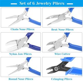 img 3 attached to Shynek 6pcs Jewelry Making Pliers Tools: Needle Nose, Chain Nose, Round Nose, Nylon Jaw, Wire Cutter, Bent Nose, and Crimping Pliers