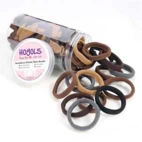 img 4 attached to 100-Piece Brunette Brown Set: Soft Thick Seamless Cotton Hair Ties & Ponytail Scrunchies + Headbands for Women, Girls, and Kids - Gentle on Hair, No Damage or Crease