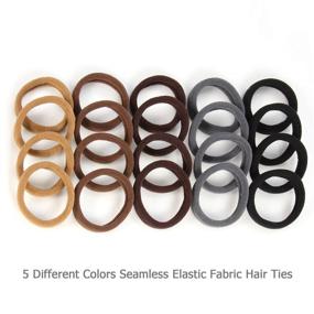 img 3 attached to 100-Piece Brunette Brown Set: Soft Thick Seamless Cotton Hair Ties & Ponytail Scrunchies + Headbands for Women, Girls, and Kids - Gentle on Hair, No Damage or Crease