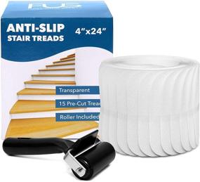 img 4 attached to 🚧 Clear Non-Slip Stair Treads - Safety Anti-Slip Stair Grips for Wood Floors - Prevent Slips on Slippery Surfaces - 15 PEVA Non-Skid Tape (4x24)