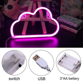 img 1 attached to 🌟 XIYUNTE Neon Sign Cloud Light - Pink LED Wall Decor for Bedroom, Kids Room, Living Room, Bar, Party, Christmas, Wedding - Battery or USB Powered