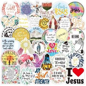 img 3 attached to 🙏 Christian Motivational Waterproof Vinyl Stickers with Jesus Design - Set of 50 Inspirational Words Decals for Water Bottles, Laptop, Car, Luggage, and More