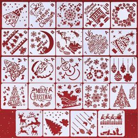 img 4 attached to 🎨 Max Fun 24PCS Christmas Reusable Plastic Stencils for DIY Window Decorations, 5.1 x 5.1 Inch - Fun Crafts for Kids & Adults!