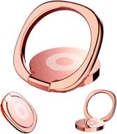 enhanced pokanic cell phone holder: finger ring grip stability, 360° rotation, adjustable kickstand – compatible with iphone, samsung galaxy, lg & more (rose gold) logo