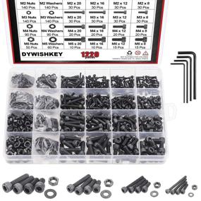 img 4 attached to 🔧 1220 PCS DYWISHKEY Hex Socket Head Cap Bolts Screws Nuts Washers Assortment Kit – M2 M3 M4 M5, 12.9 Grade Alloy Steel – Includes Hex Wrenches