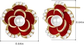 img 3 attached to 🌹 Stylish Stud Earrings for Women and Girls - Elegant Rose Flower Jewelry