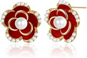 img 4 attached to 🌹 Stylish Stud Earrings for Women and Girls - Elegant Rose Flower Jewelry