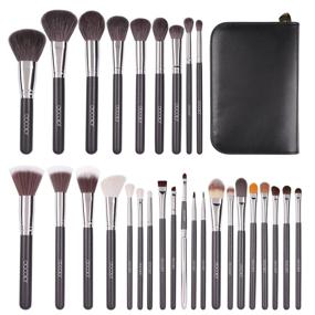 img 4 attached to 💄 Docolor 29 Piece Makeup Brushes Set – Professional Kabuki Foundation Blending Brush Kit with Premium Goat & Synthetic Hair, for Face Powder, Blush, Concealers, Eye Shadows – Complete Make Up Brushes Kit with PU Leather Case