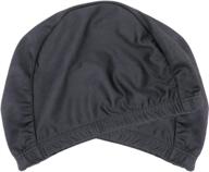 ultimate swim caps for water sports: qy 2pack superior polyester cloth fabric bathing cap in classic pure black color logo