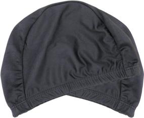 img 4 attached to Ultimate Swim Caps for Water Sports: QY 2Pack Superior Polyester Cloth Fabric Bathing Cap in Classic Pure Black Color