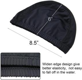 img 3 attached to Ultimate Swim Caps for Water Sports: QY 2Pack Superior Polyester Cloth Fabric Bathing Cap in Classic Pure Black Color