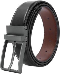 img 4 attached to 👔 Men's Genuine Leather Reversible Belt with Rotated Buckle - Stylish Accessories for Men