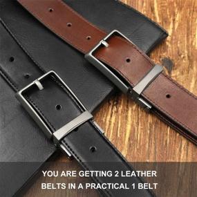 img 1 attached to 👔 Men's Genuine Leather Reversible Belt with Rotated Buckle - Stylish Accessories for Men