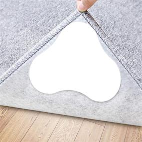 img 4 attached to 🔒 10 Pcs Double Sided Anti-Curling Rug Tape - Reusable Rug Pad for Hardwood Floors, Tile Floors, Carpets, Floor Mats - Keep Your Rug in Place, Prevent Slipping, Flat Corners - Washable (Peal White)