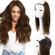 👩 runature u-part human hair wig - medium brown clip-in half wig 14 inch - 120g - real half wig extensions - u part wig with human hair logo