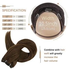 img 1 attached to 👩 RUNATURE U-Part Human Hair Wig - Medium Brown Clip-in Half Wig 14 Inch - 120g - Real Half Wig Extensions - U Part Wig with Human Hair