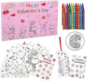 img 4 attached to ❤️ Valentine's Day Coloring Cards Kit for Kids Classroom School with Crayons, Envelopes, and Maze - Party Favors Included