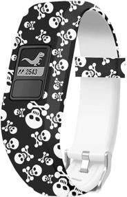 img 4 attached to 🕒 Sibode Watch Band Replacement for Garmin Vivofit 3/ Vivofit JR/JR. 2 – Secure Accessories Bands with Cool Skull Design