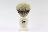 🪒 g.b.s silvertip badger shaving brush: faux ivory resin handle for extra soft bristles, lather creation, and daily grooming (21 mm knot, 4.5" tall) logo