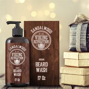 img 3 attached to 🧔 Premium Beard Wash Shampoo - Nourishing Argan & Jojoba Oils - Soften & Strengthen Your Beard - Sandalwood Scent - 17 oz Shampoo with Beard Oil