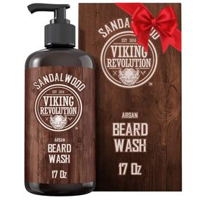 img 4 attached to 🧔 Premium Beard Wash Shampoo - Nourishing Argan & Jojoba Oils - Soften & Strengthen Your Beard - Sandalwood Scent - 17 oz Shampoo with Beard Oil