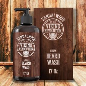 img 1 attached to 🧔 Premium Beard Wash Shampoo - Nourishing Argan & Jojoba Oils - Soften & Strengthen Your Beard - Sandalwood Scent - 17 oz Shampoo with Beard Oil