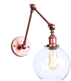 img 2 attached to 🏭 KWOKING Vintage Industrial Swing Arm Wall Sconce Light Fixture with Clear Globe Shade - Perfect for Bedroom, Living Room, Restaurant, Barn, Warehouse - Rustic Décor