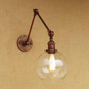 img 4 attached to 🏭 KWOKING Vintage Industrial Swing Arm Wall Sconce Light Fixture with Clear Globe Shade - Perfect for Bedroom, Living Room, Restaurant, Barn, Warehouse - Rustic Décor