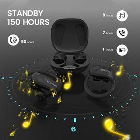 img 2 attached to 🎧 ACEHE Wireless Earbuds - Sport Bluetooth Headphones with 50 Hours Play Time, Wireless Charging Case, Noise Cancelling, Deep Bass, IPX7 Waterproof, Earhooks for Running, Gyms, Exercising