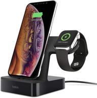 powerhouse iphone charging station: belkin iphone charging dock + 🔌 apple watch charging stand - efficient apple charging station in black logo