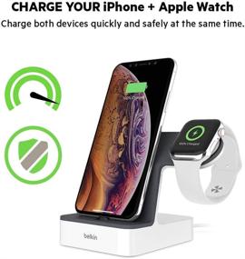 img 3 attached to Powerhouse iPhone Charging Station: Belkin iPhone Charging Dock + 🔌 Apple Watch Charging Stand - Efficient Apple Charging Station in Black