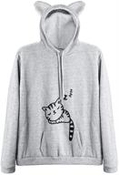 cute cat ear sleeping cat print women's teen girls hoodie sweatshirt pullover logo