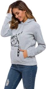 img 2 attached to Cute Cat Ear Sleeping Cat Print Women's Teen Girls Hoodie Sweatshirt Pullover