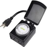 🌧️ bn-link 24 hour programmable dual outlet timer - compact outdoor mechanical plugin timer, waterproof, heavy duty logo