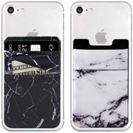 📱 mumuguo marble cell phone stick on wallet card holder - 2pack (black/white) for iphone, android & all smartphones - 4348676389 logo