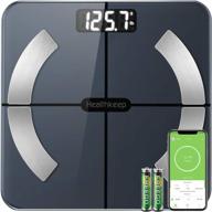 🚽 healthkeep bathroom scale: smart wireless body weight scale with body fat%, high precision measurement and smartphone app - 396 lbs (blue) logo