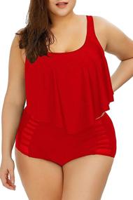 img 4 attached to Kisscynest Womens Ruffles Waisted Tankini Women's Clothing in Swimsuits & Cover Ups