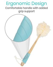 img 2 attached to Loofah Sponge Back Scrubber for Men and Women - Long Handled Exfoliating Bath and Shower Brush - Handheld Luffa Pouf on a Stick for Body and Face Washing - Spa Wash Loofa