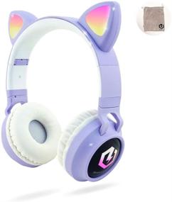 img 4 attached to 🎧 PowerLocus Wireless Bluetooth Cat Ear Headphones for Kids, with LED Lights, Foldable Design, Microphone, Volume Limitation, and Compatibility with Phones, Tablets, PCs, and Laptops - Wired and Wireless