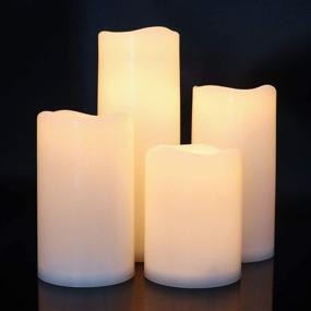 img 4 attached to 🕯️ Eldnacele Waterproof Flameless Flickering Candles - Pack of 4 D3”x H4” 5” 6” 8”, Timer Function, Indoor/Outdoor White LED Plastic Battery Operated Pillar Candles for Wedding Festival (White)