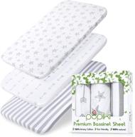 🛏️ 3 pack premium bassinet sheets - 100% jersey cotton baby sheets for boys and girls - oval fitted bassinet sheet, cradle sheets, bassinet mattress sheets logo