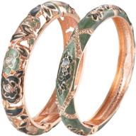 🌹 ujoy vintage cloisonne handcrafted enameled rhinestone rose gold hinged cuff bracelet bangles - gorgeous gifts 88a10 logo